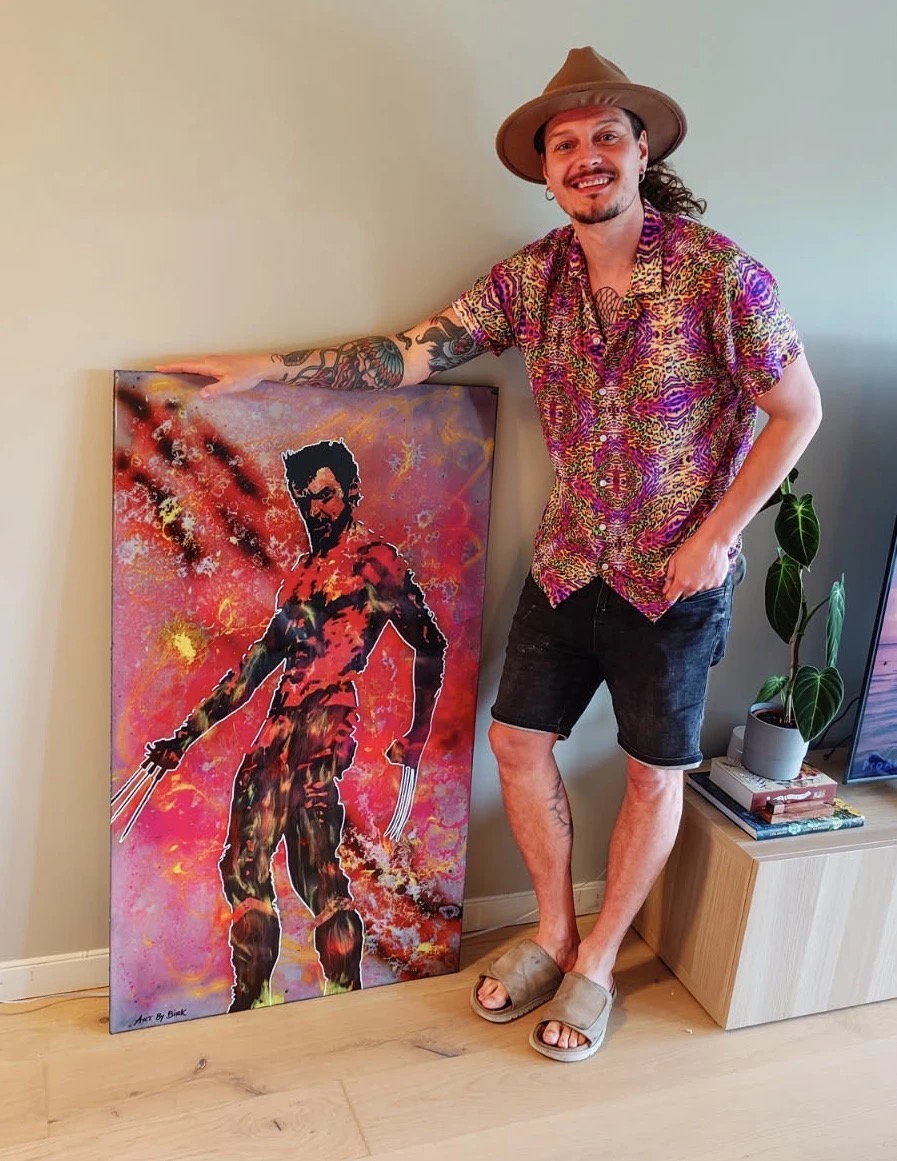 Epoxy bilde av Wolverine laget til Dennis Poppe i sterke Epoxy farger – Dette er 1/1 original kunst av Art by Birk